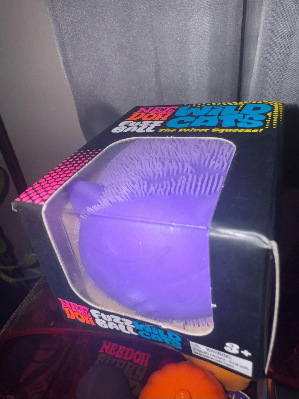 Nee Doh Fuzz Ball Wild Cats Purple Squishy Velvet Squeeze